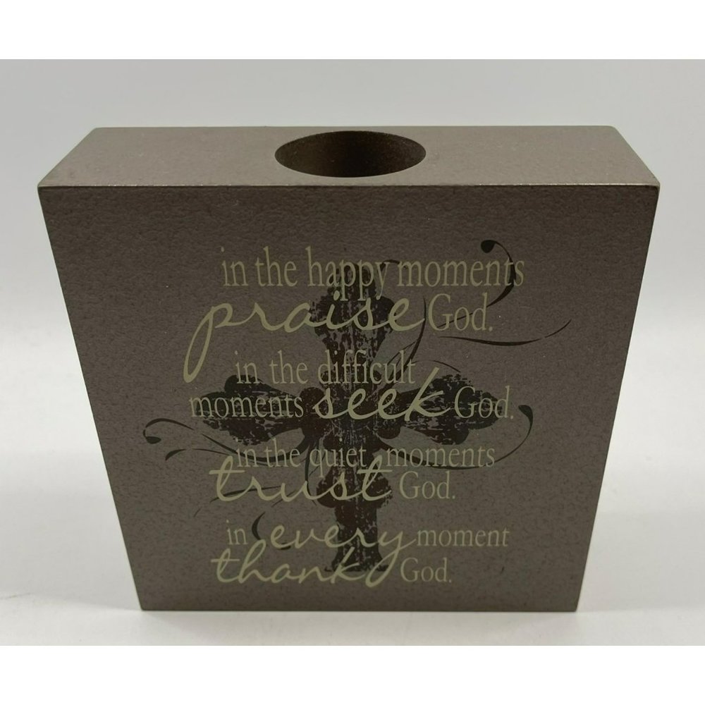 Faith Tealight Candle, Votive Holder, Praise, Seek, Trust and Thank